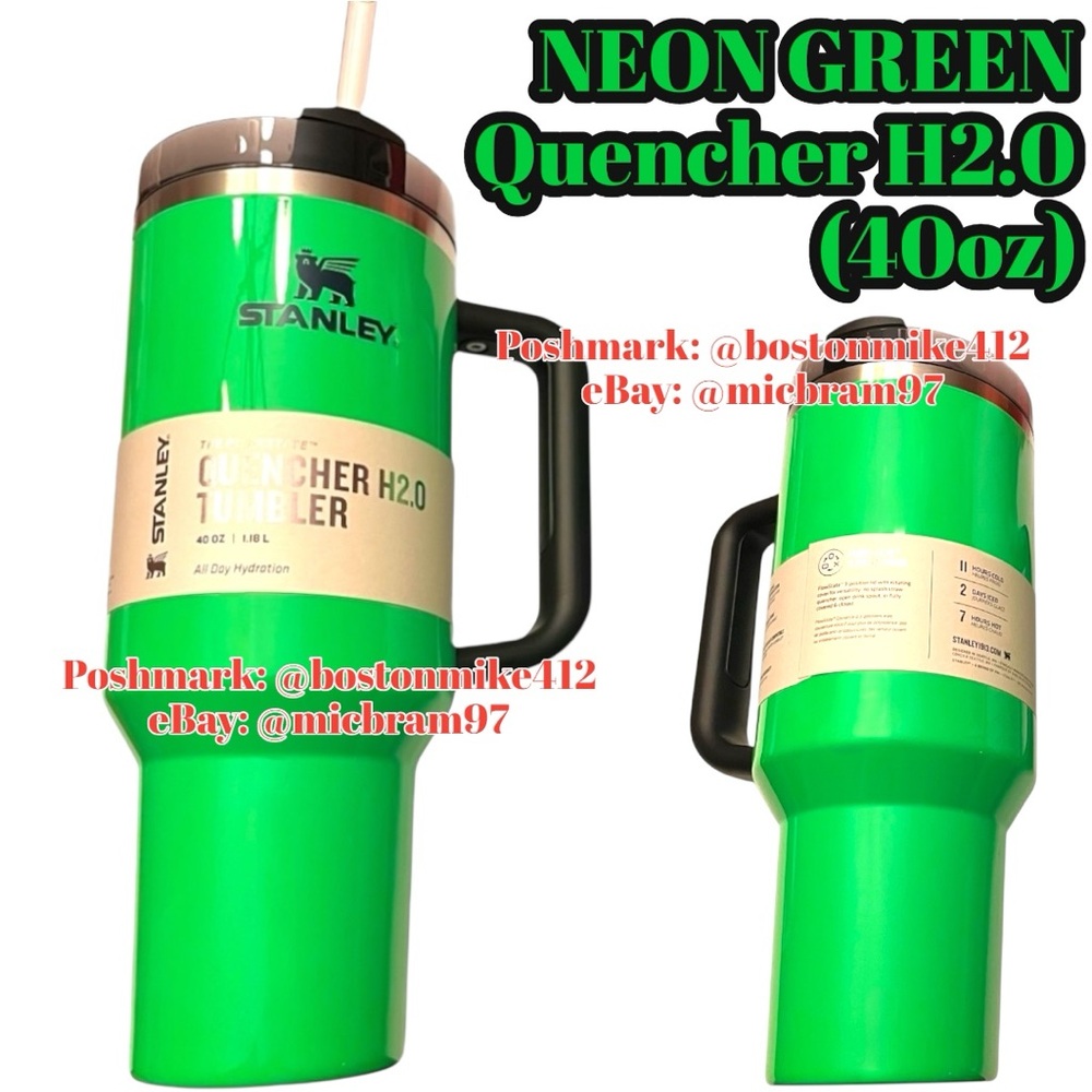 Stanley The Neon Quencher H2.O FlowState Tumbler - Neon Green 40oz Cup w/ Straw - Picture 3 of 10
